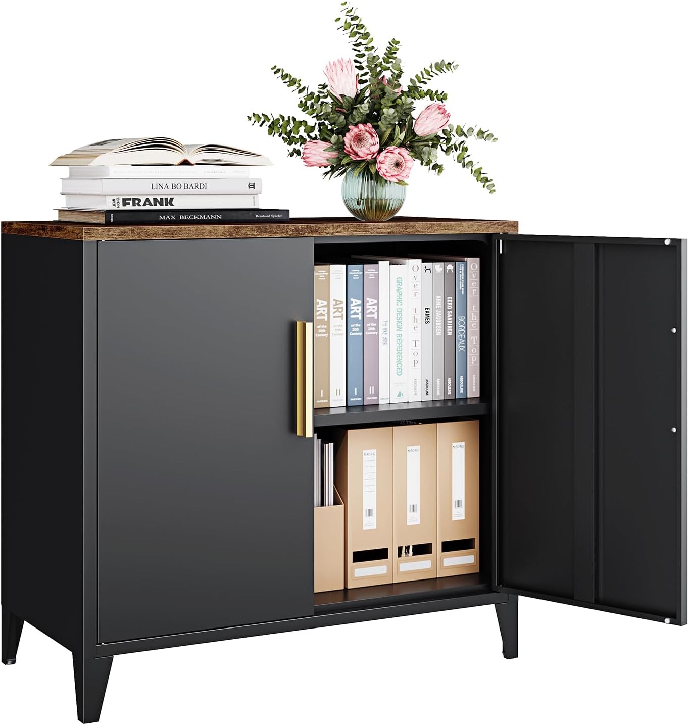 Office Furniture Credenza - ドアと棚付きの金属製収納キャビネット、キッチン、ダイニング、オフィス用の小型ビュッフェサイドボード、モダンなコーヒー用キャビネットロッカー