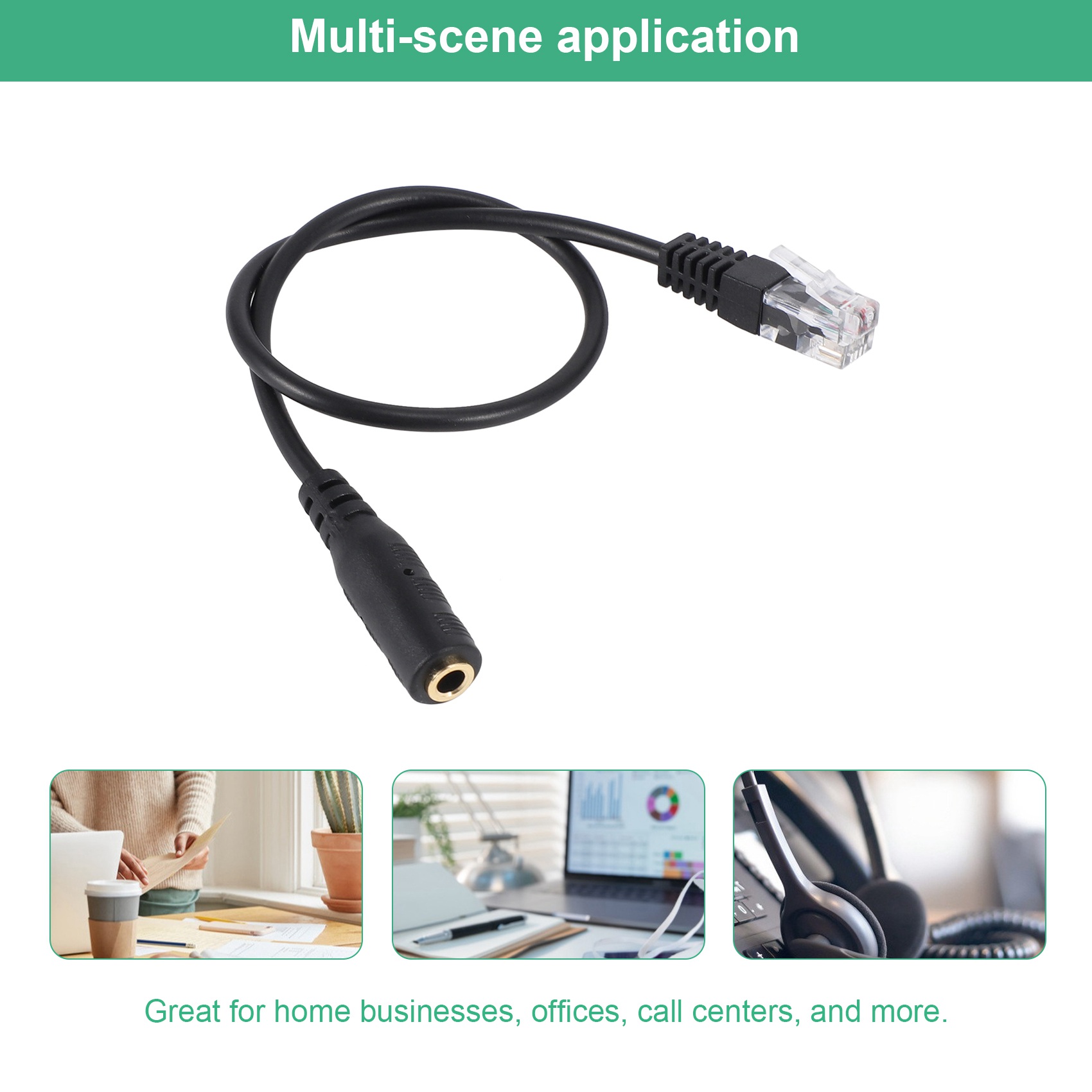 Telephone Headset Office - 12月 - 3.5mm プラグジャックからヘッドセット用 RJ9 へのオフィス電話アダプターケーブル