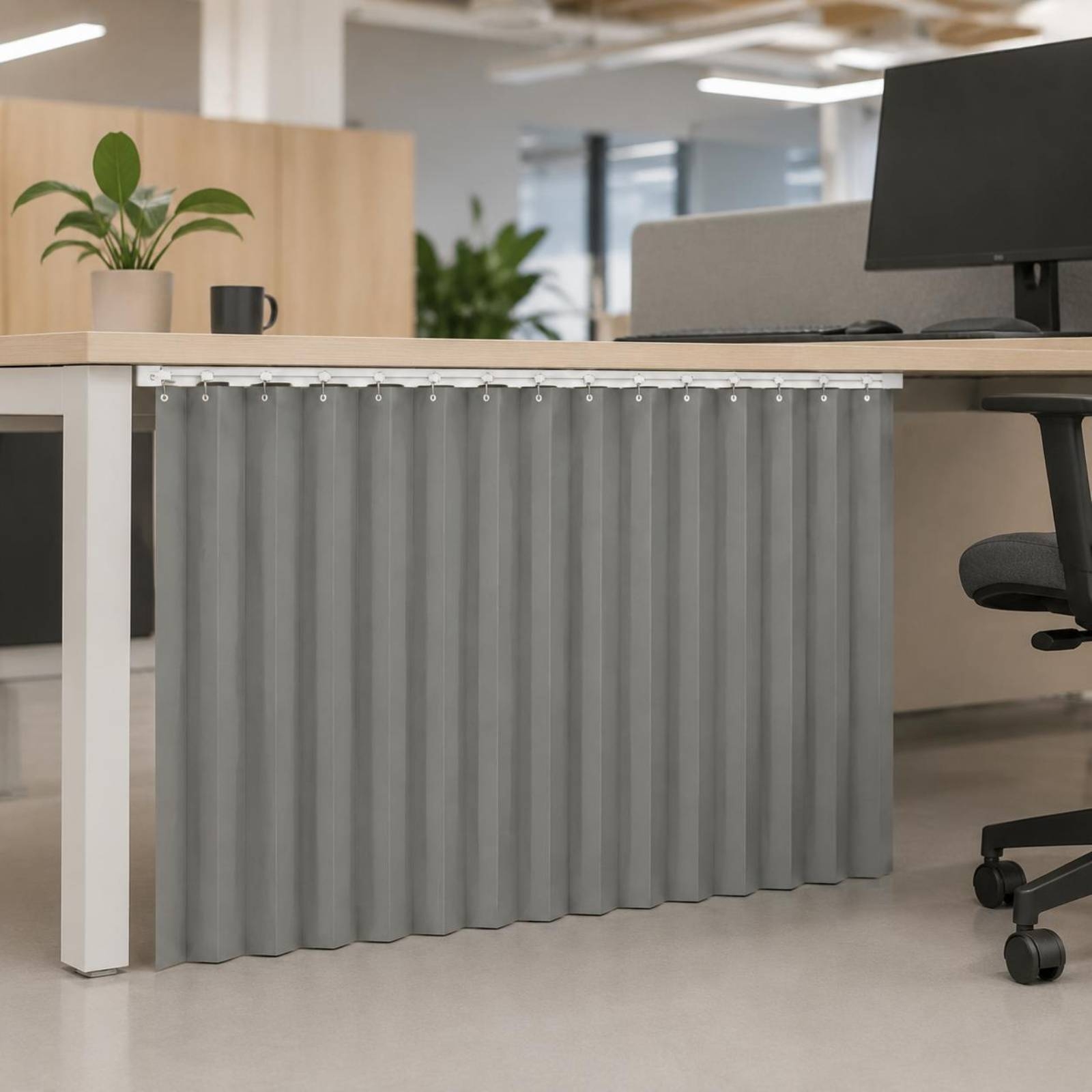 Office Furniture And Desks - デスクプライバシーカーテン 風よけ オフィスプライバシーカーテン ワークステーションスクリーン 金属リング ワークスペース家具