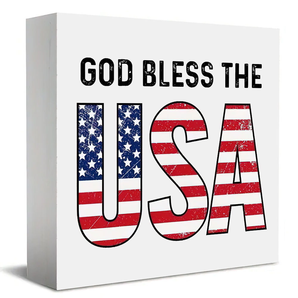 Office Furniture In Usa - 1ピース ゴッドブレス・ザ・USA 愛国サイン - アメリカ国旗の装飾品、家庭、オフィス、キッチン、寮用、愛国的な家の装飾品