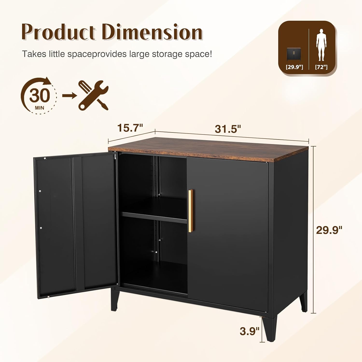 ドアと棚付きの金属製収納キャビネット、キッチン、ダイニング、 - Office Furniture Credenza のレビューと価格