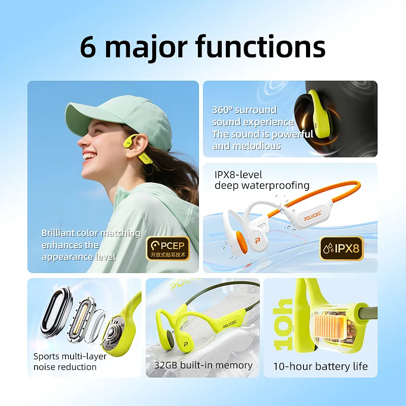 POLVCDG X9 骨伝導イヤホン 32G IPX8 防水 - Telephone Headset Office のレビューと価格