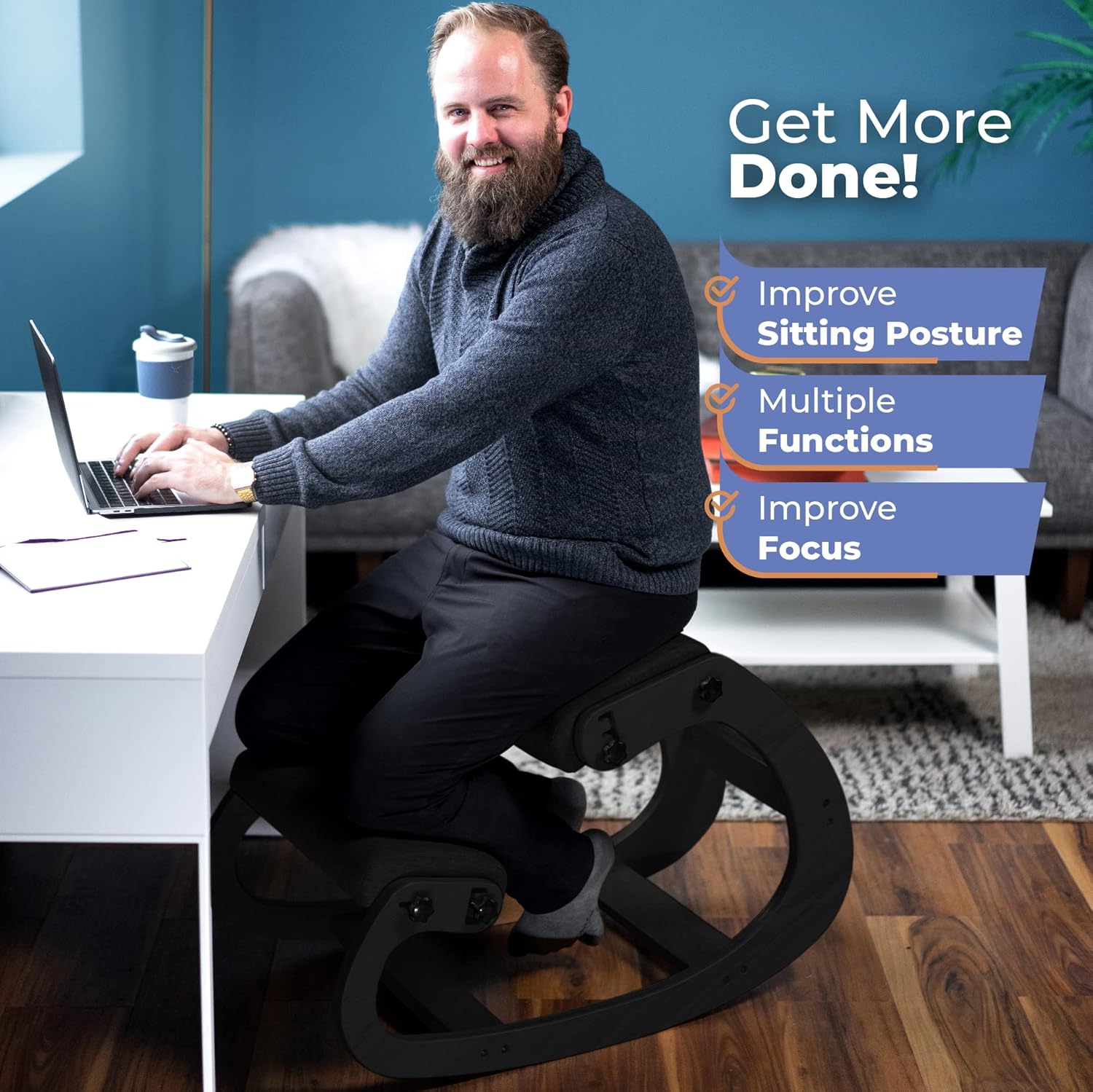 人間工学に基づいた木製ニーリングチェア、調節可能なオフィスス - Office Furniture And Desks のレビューと価格