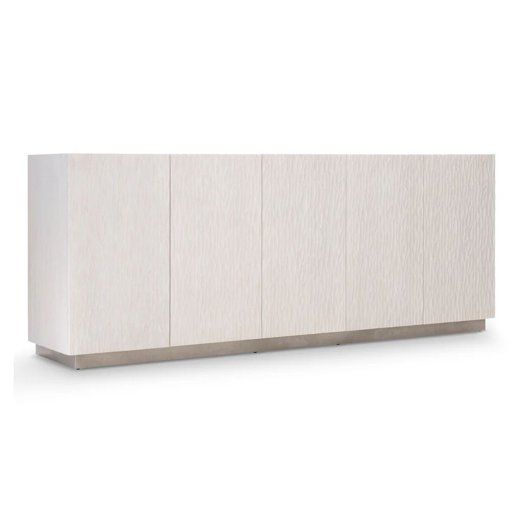 モダンな白い波状テクスチャのテレビスタンドクレデンザ、高級木 - Office Furniture Credenza のレビューと価格