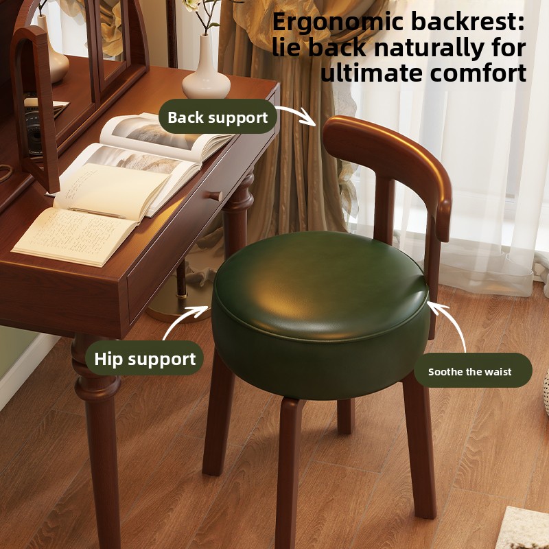 無垢材回転式ドレッシングチェア、革製クッション、寝室用ドレッ - Office Furniture And Desks のレビューと価格