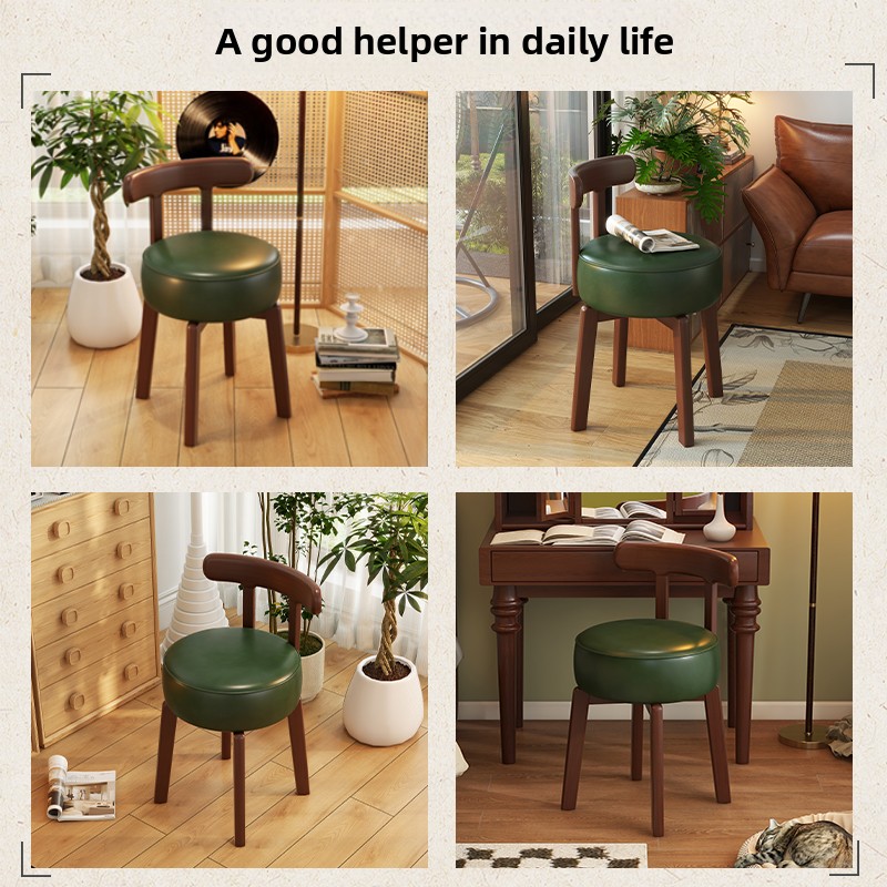 無垢材回転式ドレッシングチェア、革製クッション、寝室用ドレッ - Office Furniture And Desks のレビューと価格